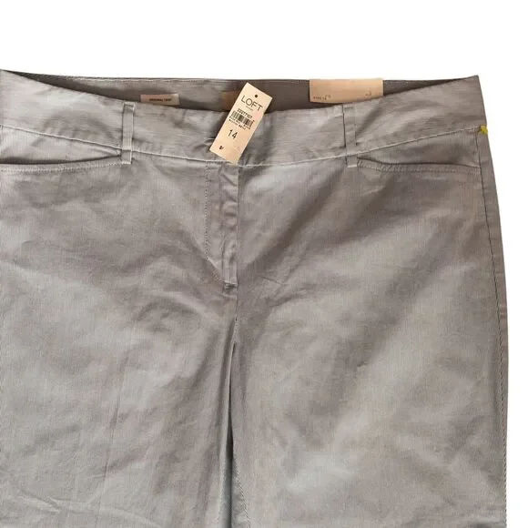 Loft Original Crop Stripe Seersucker Pants Size 14 Cotton Blend NEW - Picture 2 of 6